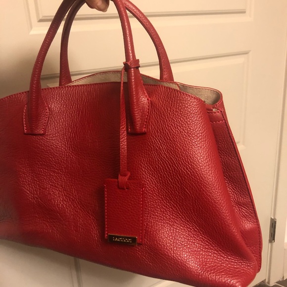 Red leather handbag - Picture 5 of 6